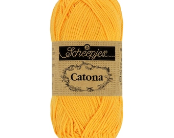 Scheepjes Catona 50g 100% Mercerised Cotton Yellow Yarn - 208 Yellow Gold