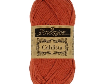Scheepjes Cahlista Un-mercerised Cotton Red Aran Yarn 50g - 388 Rust