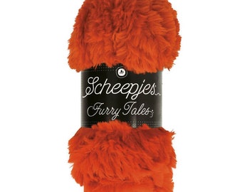 Scheepjes Furry Tales Orange Brown Teddy Bear Faux Fur Yarn 100g - 987 Sly Fox