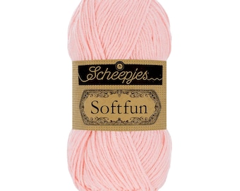 Scheepjes Softfun DK Cotton Mix Easy Care Pink Yarn 50g - 2513 Light Rose