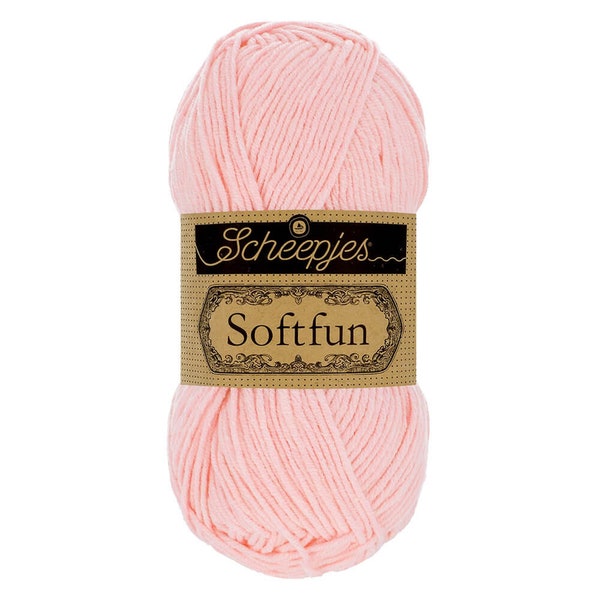 Scheepjes Softfun DK Cotton Mix Easy Care Pink Yarn 50g - 2513 Light Rose