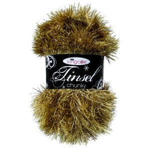 King Cole Tinsel Chunky Gold Sparkly Festive Glitter Yarn 50g - 208 Gold