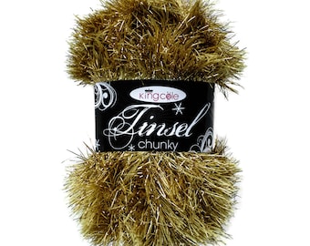 King Cole Tinsel Chunky Gold Sparkly Festive Glitter Yarn 50g - 208 Gold