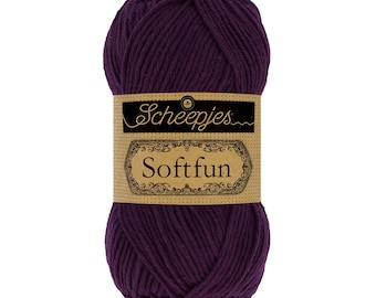 Scheepjes Softfun DK Cotton Mix Easy Care Purple Yarn 50g - 2656 Aubergine