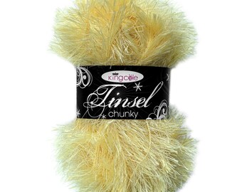 King Cole Tinsel Chunky Yellow Sparkly Festive Glitter Yarn 50g - 3064 Easter Yellow