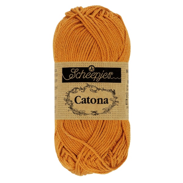 Scheepjes Catona 50g 100% Mercerised Cotton Orange Yarn - 383 Ginger Gold