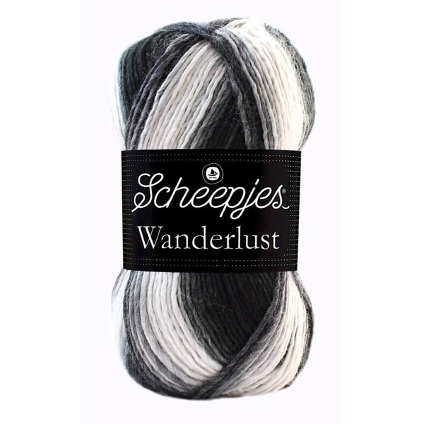 Scheepjes Wanderlust Black and White Acrylic Colour Changing Yarn 100g - Berlin 469