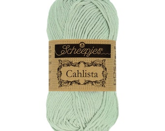 Scheepjes Cahlista Un-mercerised Cotton Green Aran Yarn 50g - 402 Silver Green