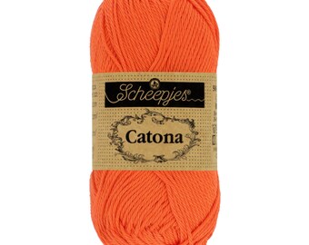 Scheepjes Catona 50g 100% Mercerised Cotton Orange Yarn - 189 Royal Orange