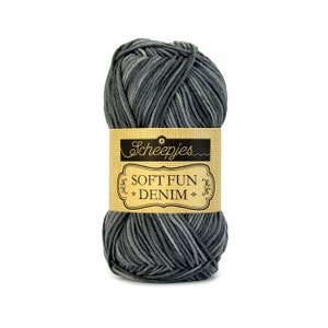 Scheepjes Softfun Denim DK Cotton Mix Easy Care Grey Yarn 50g - 502