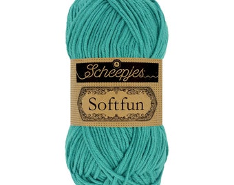 Scheepjes Softfun DK Cotton Mix Easy Care Blue Green Yarn 50g - 2647 Capri