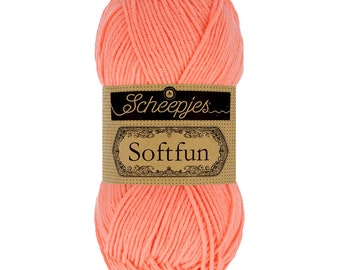 Scheepjes Softfun DK Cotton Mix Easy Care Pink Yarn 50g - 2636 Soft Coral