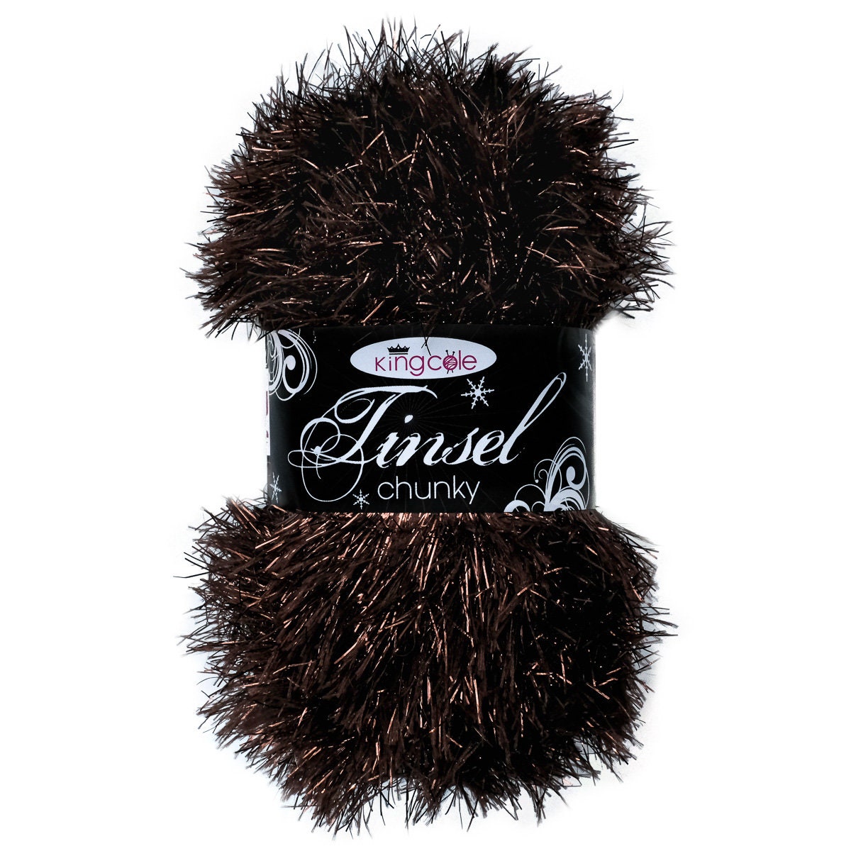 King Cole Tinsel Chunky Brown Sparkly Festive Glitter Yarn 50g - 1585 Copper