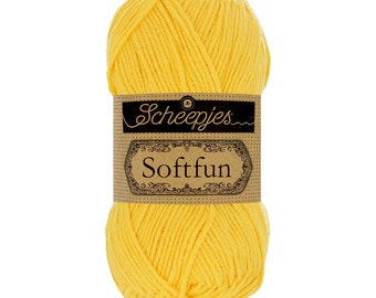 Scheepjes Softfun DK Cotton Mix Easy Care Yellow Yarn 50g - 2518 Canary