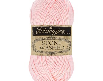 Scheepjes Stone Washed Pink Cotton Blend Two Tone Yarn 50g - 820 Rose Quartz