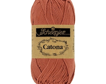 Scheepjes Catona 50g 100% Mercerised Cotton Brown Red Yarn - 504 Brick Red