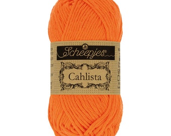 Scheepjes Cahlista Un-mercerised Cotton Orange Aran Yarn 50g - 281 Tangerine