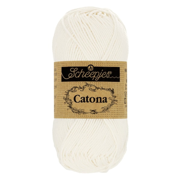 Scheepjes Catona 50g 100% Mercerised Cotton White Yarn - 105 Bridal White