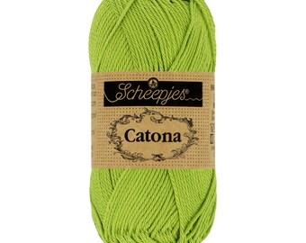 Scheepjes Catona 50g 100% Mercerised Cotton Green Yarn - 205 Kiwi