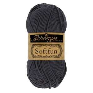 Scheepjes Softfun DK Cotton Mix Easy Care Grey Yarn 50g - 2601 Graphite