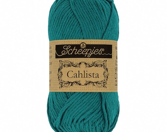 Scheepjes Cahlista Un-mercerised Cotton Green Aran Yarn 50g - 401 Dark Teal