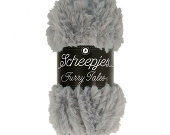 Scheepjes Furry Tales Grey Teddy Bear Faux Fur Yarn 100g - 978 Cinderella