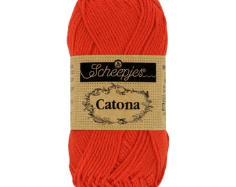 Scheepjes Catona 50g 100 % Mercerised Baumwolle rotes Garn - 390 Mohn Rose