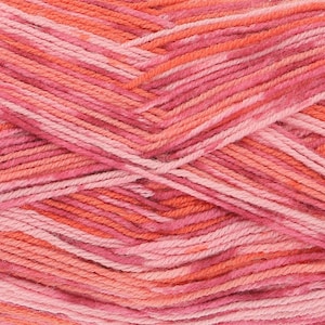 May include: A skein of pink and orange yarn with a variegated colour pattern.
