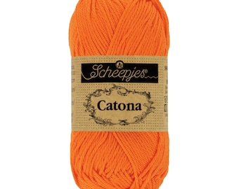 Scheepjes Catona 50g 100% Mercerised Cotton Orange Yarn - 281 Tangerine