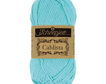 Scheepjes Cahlista Un-mercerised Cotton Blue Aran Yarn 50g - 397 Cyan