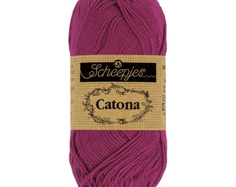 Scheepjes Catona 50g 100% Mercerised Cotton Purple Yarn - 128 Tyrian Purple