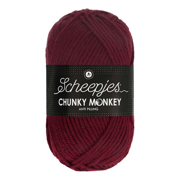 Scheepjes Chunky Monkey Red Yarn 100g  - 1035- Maroon