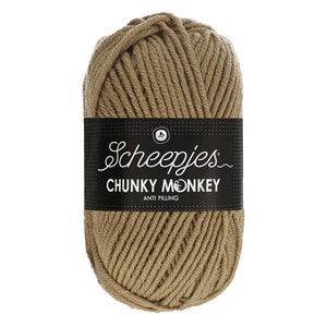 May include: A ball of brown Scheepjes Chunky Monkey yarn, an anti-pilling yarn.
