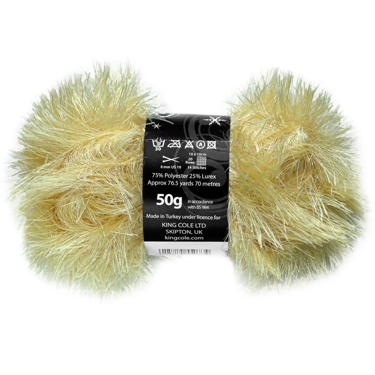 King Cole Tinsel Chunky Yellow Sparkly Festive Glitter Yarn 50g 