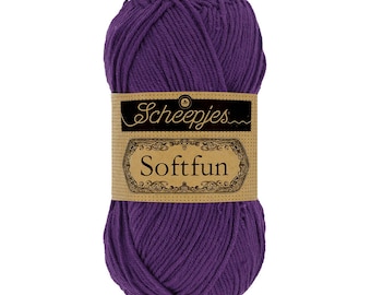 Scheepjes Softfun DK Cotton Mix Easy Care Purple Yarn 50g - 2515 Deep Violet