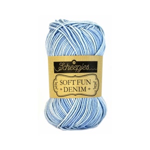 Scheepjes Softfun Denim DK Cotton Mix Easy Care Blue Yarn 50g - 509