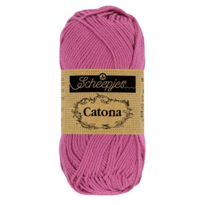 Scheepjes Catona 50g 100% Mercerised Cotton Purple Yarn - 251 Garden Rose