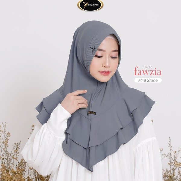Two Layer Hijab Instan Bergo Fawzia By Yessana shawl head wrap, Daily Instant hijab Moslem