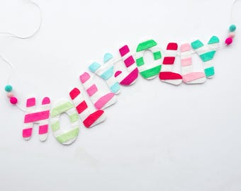 Felt Holly Jolly Garland | Felt Christmas Garland | Whimsical Christmas Garland | Candy Cane Garland
