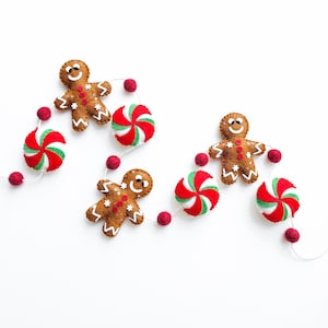 Gingerbread Garland | Felt Christmas Garland | Whimsical Christmas Garland | Red/Green