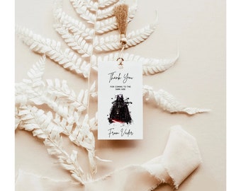 Darth Vader Birthday Thank You Tags, Star Wars Birthday Favor Tags, Darth Vader birthday Tags, Dark Side, Minimalist Modern Star Wars