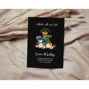 Invitation d'anniversaire Luau, anniversaire Lilo et Stitch, anniversaire thème hawaïen, Invitation Luau minimaliste moderne, Invitation d'anniversaire Luau chic