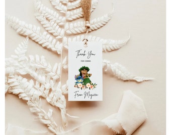 Luau Birthday Thank You Tags, Lilo and Stitch Favor Tags, Hawaiian Theme Tags, Modern Minimalist Luau, Chic Luau Tags, Polynesian Fover Tags
