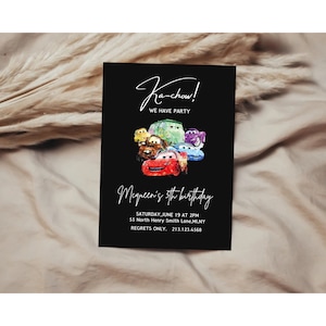 Cars Birthday Invitation, Kids Birthday Invitation, Lightning McQueen Invitation, Editable Personalized Canva Minimalist Digital Invitation