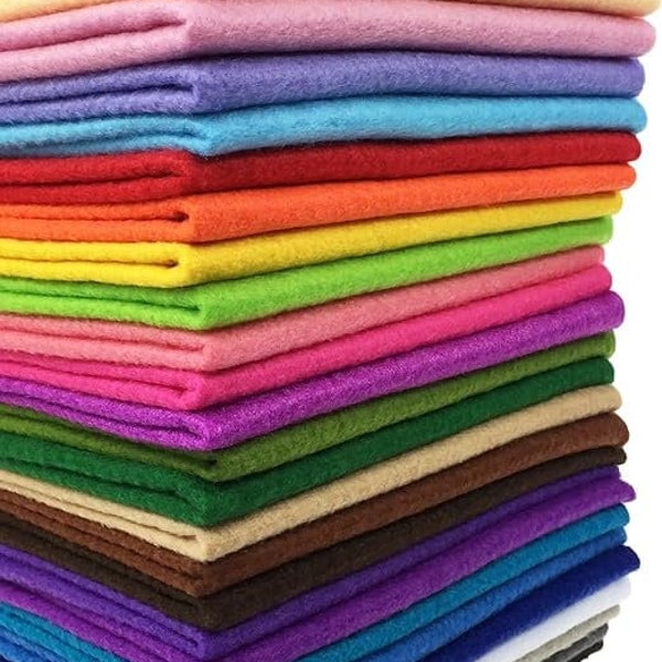 Wool Felt Sheets | Assorted Colors | 28 Pieces | 12x18 inches | Felt Fabric | Sewing Squares