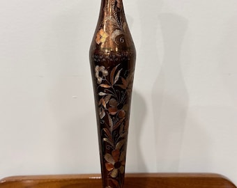 Hand Etched Slim Copper Vase/ Hand Crafted Copper Turkish Vase