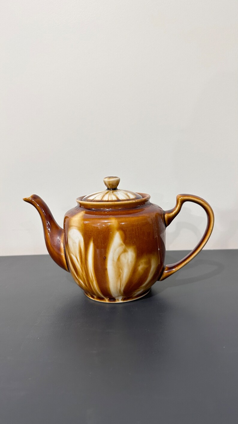 Vintage Ceramic Tea Pot / Antique Two Tone Tea Pot / Brown and Etsy