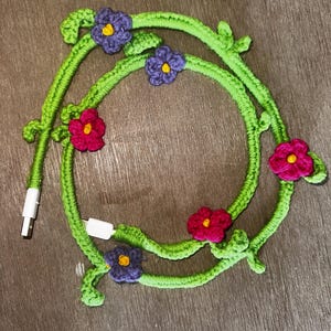 Crochet Flower Phone Cable Charger Cover