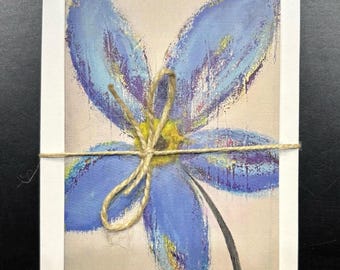Carte d'art originale sur papier de lin luxueux, intérieur vierge, enveloppe incluse
