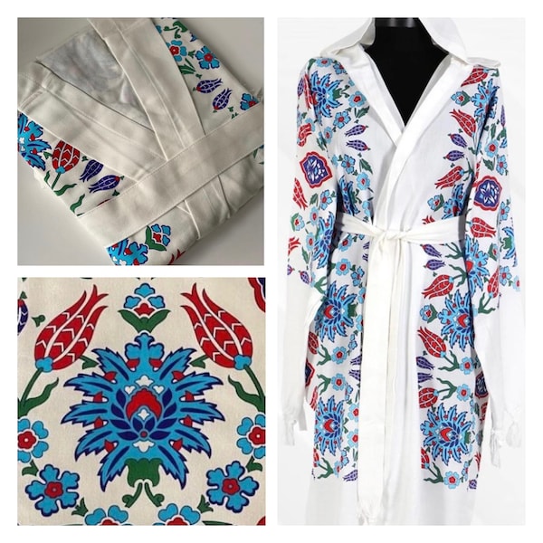 Turkish Peshtemal Bathrobe, %100 Cotton Btahrobe, Kimono Bathrobe, Loomed Textile Bathrobe, Gift For Women, Sauna Bathrobe, Eco-Friendly